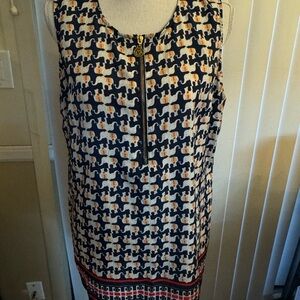 Anne Klein Half Zip Elephant Print Tank